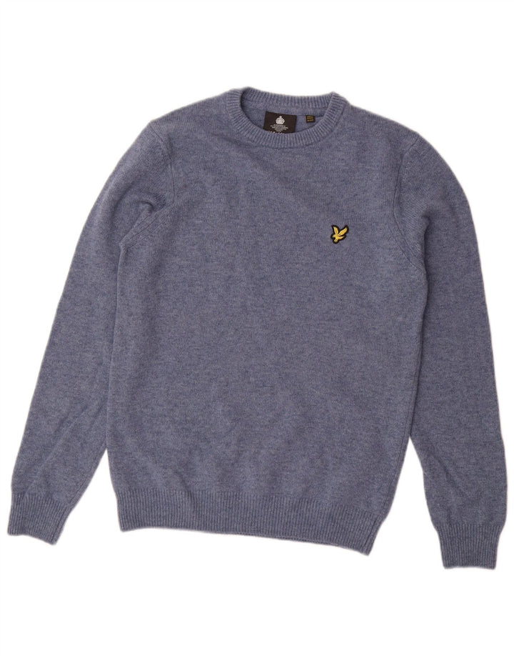 Pulover pentru bărbați Lyle & Scott, cu gât crew, XS, lână albastră