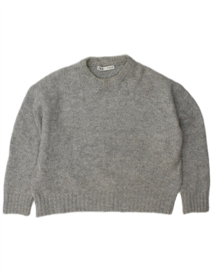 Pulover supradimensionat pentru femei Zara, cu gâtul turn, UK 14 Medium Gri Acrilic