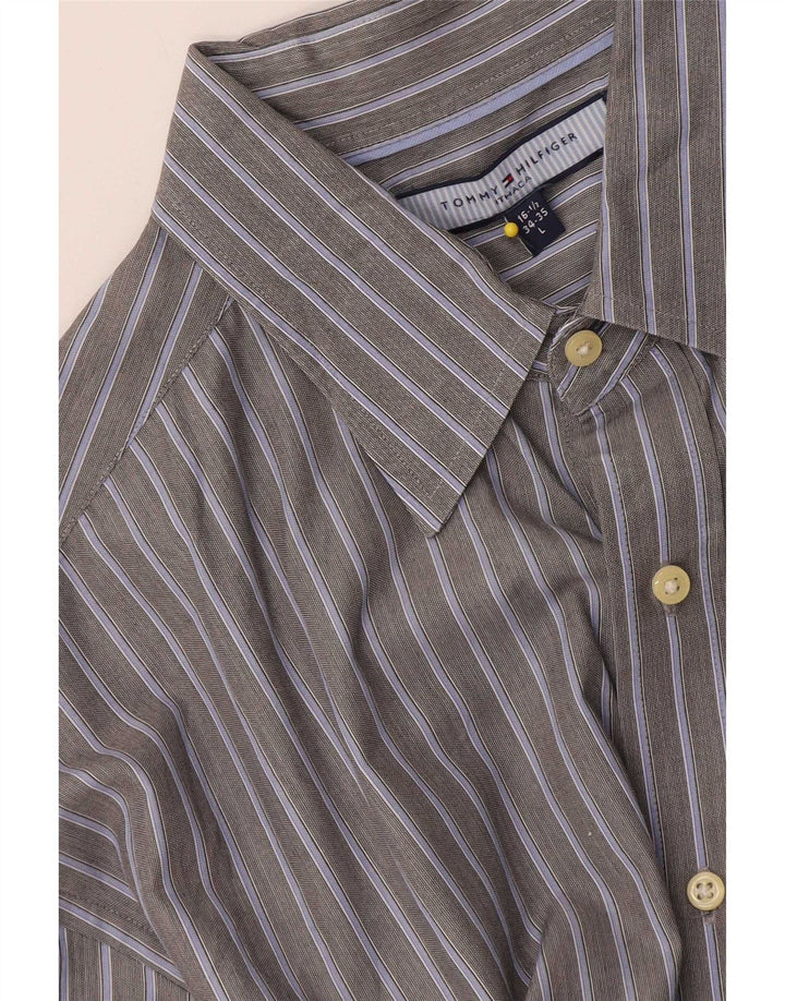 Cămașă pentru bărbați Tommy Hilfiger Mărimea 16 1/2 mare, gri cu dungi