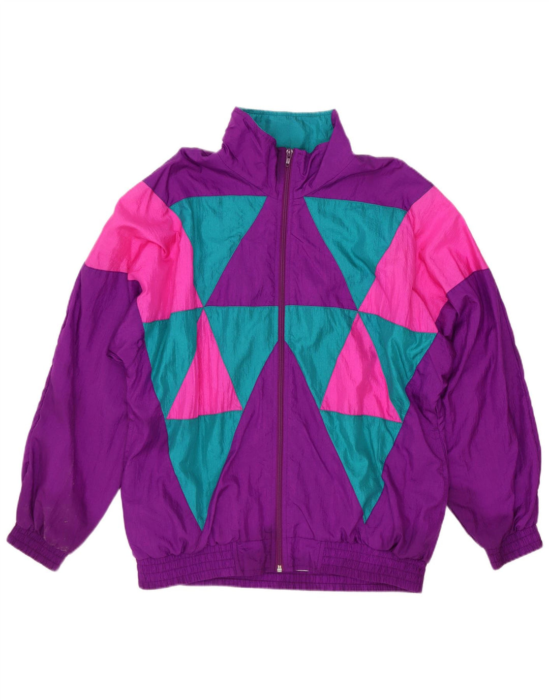 Sunterra Jachetă de trening supradimensionată pentru femei UK 10 Small Purple Geometric