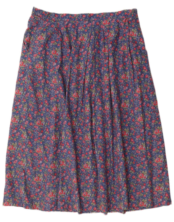 Country Collection Fusta evazată pentru femei UK 18 XL W34 Blue Floral Bumbac
