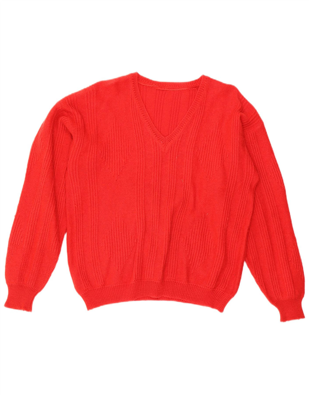 VINTAGE Womens V-Neck Jumper Sweater UK 16 Large Red