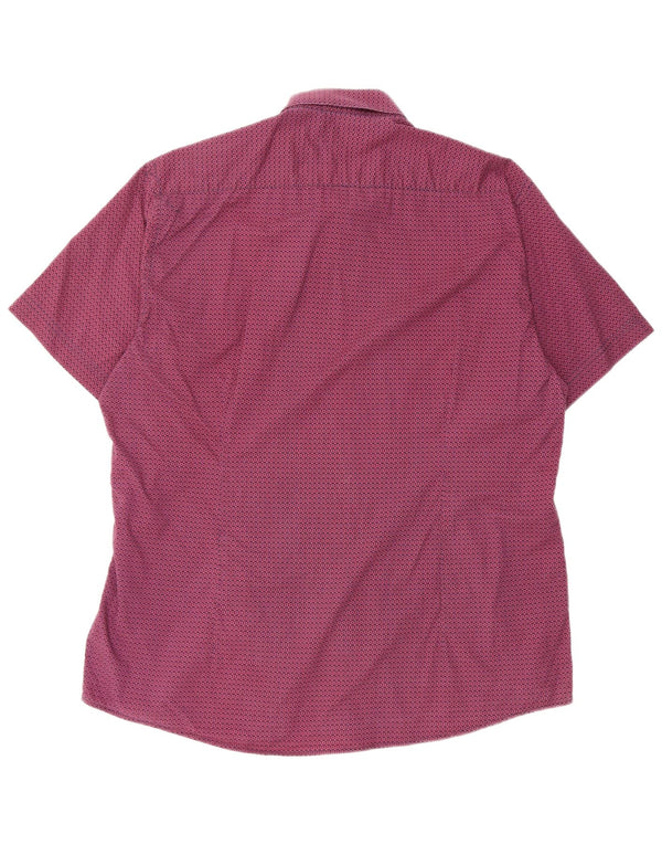 Cămașă cu mânecă scurtă pentru femei Barbour, croită, XL, bumbac Floral Burgundy