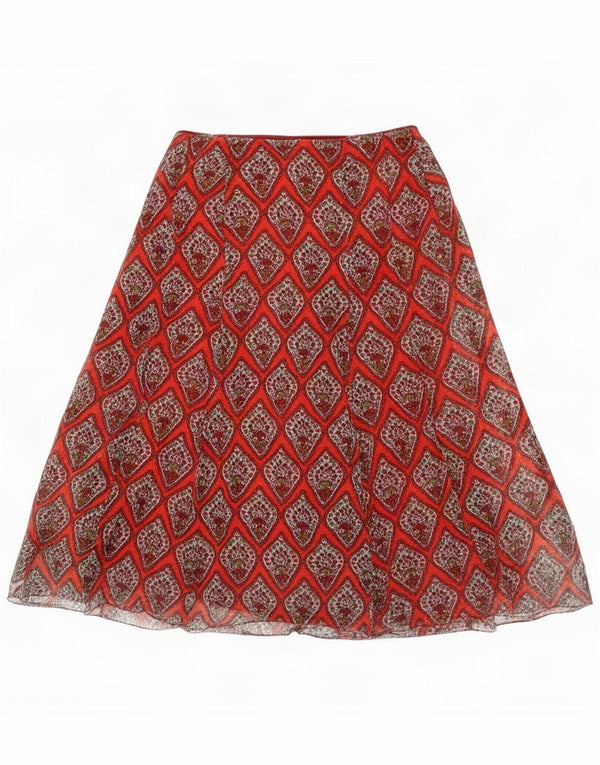 Vintage Womens A-Line Fusta Medium W30 Maroon Paisley