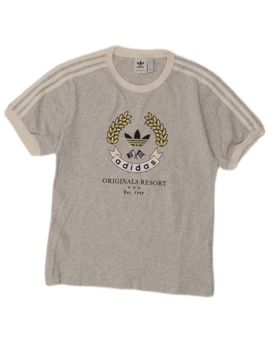Tricou grafic Adidas pentru femei Top UK 10 Small Grey Bumbac