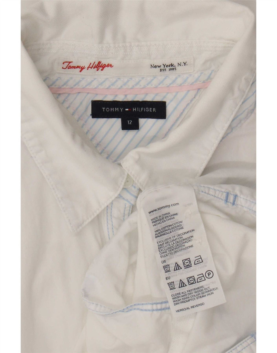 Cămașă Tommy Hilfiger pentru femei US 12, mare, alb, bumbac