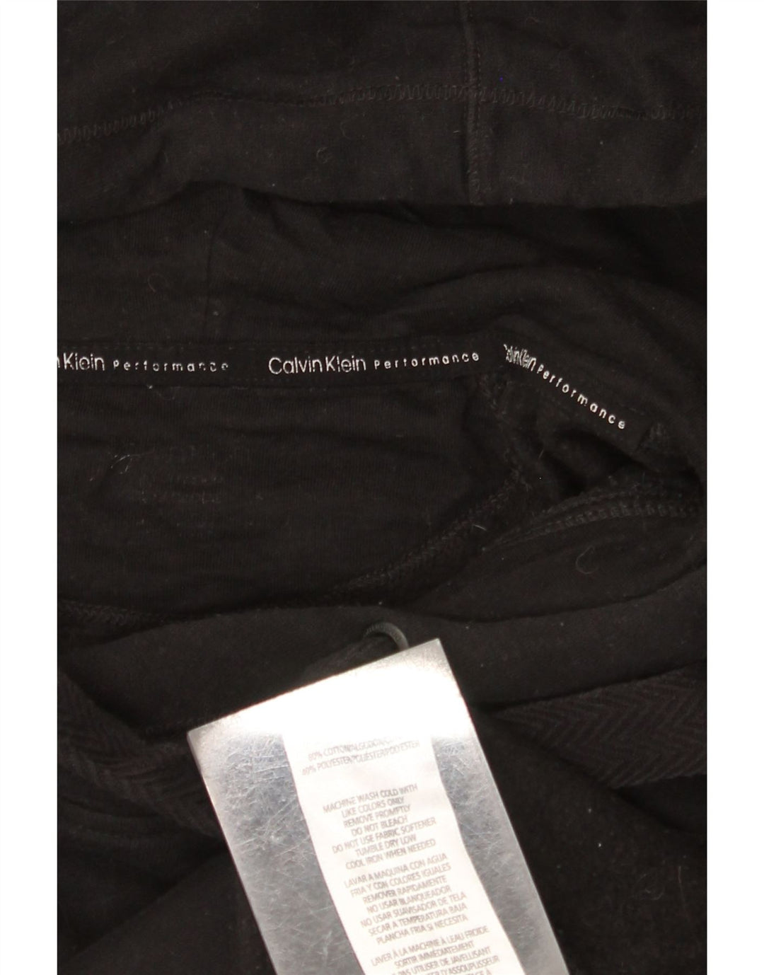 CALVIN KLEIN Pulover supradimensionat cu capota cu grafic pentru femei UK 18 XL Bumbac negru