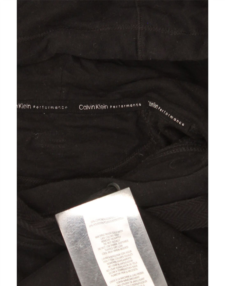 CALVIN KLEIN Pulover supradimensionat cu capota cu grafic pentru femei UK 18 XL Bumbac negru