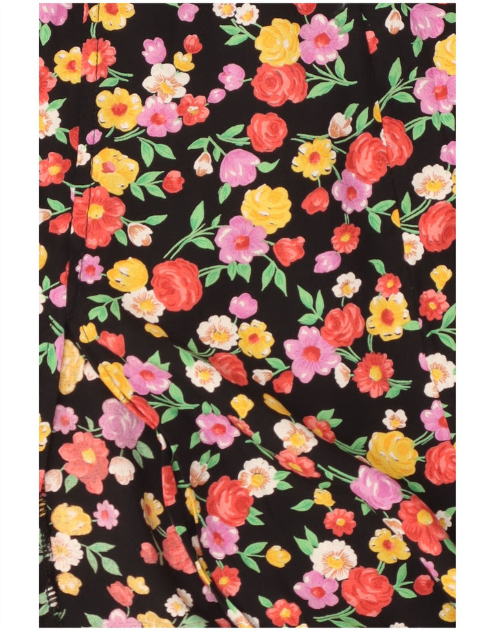 Rochie de soare maxi vintage pentru femei UK 12 Medium Black Floral