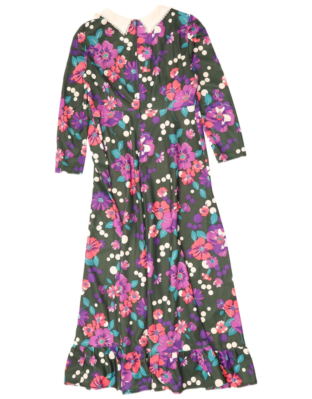 Rochie maxi cu mânecă lungă pentru femei VINTAGE UK 14 mare, multicoloră, florală