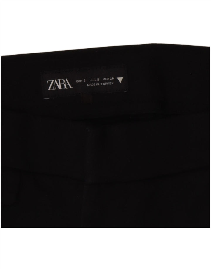 Pantaloni de costum Bootcut pentru femei Zara UK 10 Bumbac negru mic