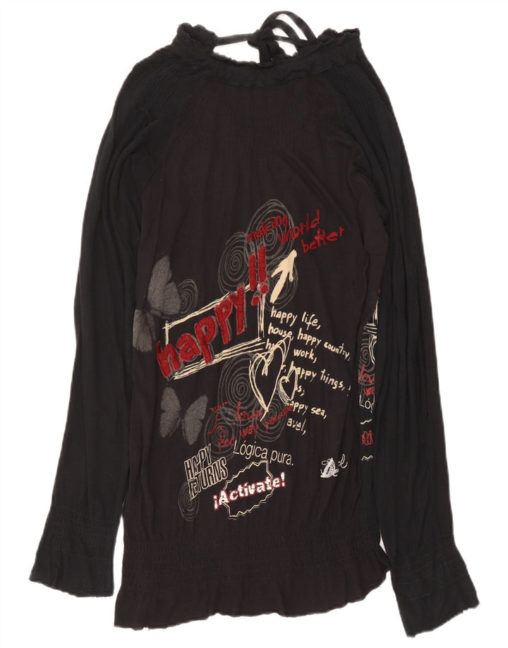 Top cu tunică grafică Desigual pentru femei, Fluture mic, negru