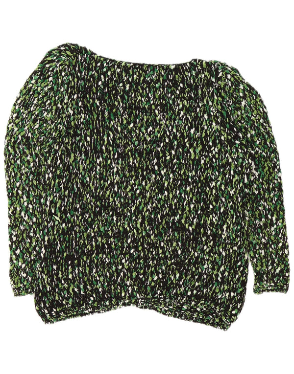 Pulover cardigan vintage pentru femei UK 18 XL verde pătat