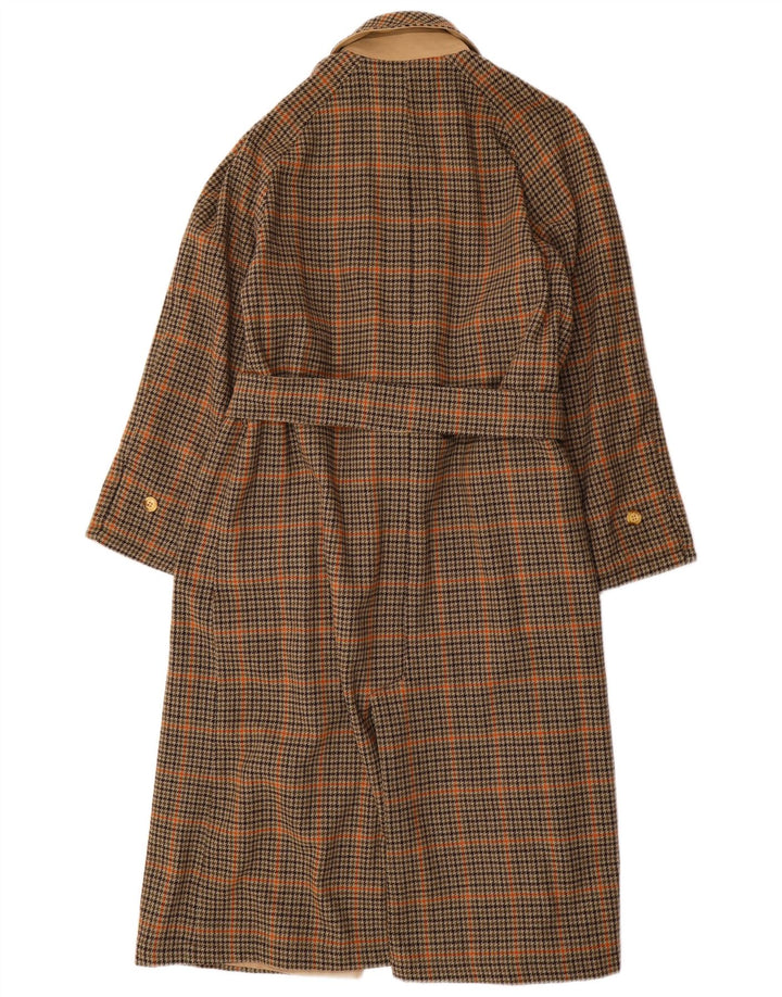 Palton reversibil vintage pentru femei UK 14, bumbac cu carouri, bej mediu