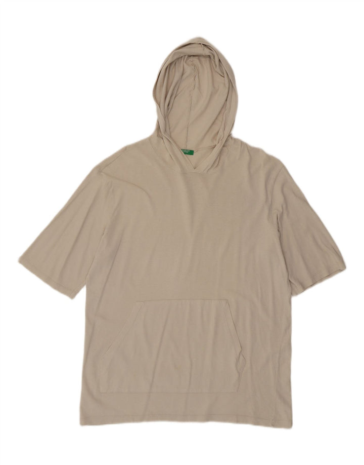 Tricou cu glugă Benetton pentru bărbați Top mediu din bumbac alb