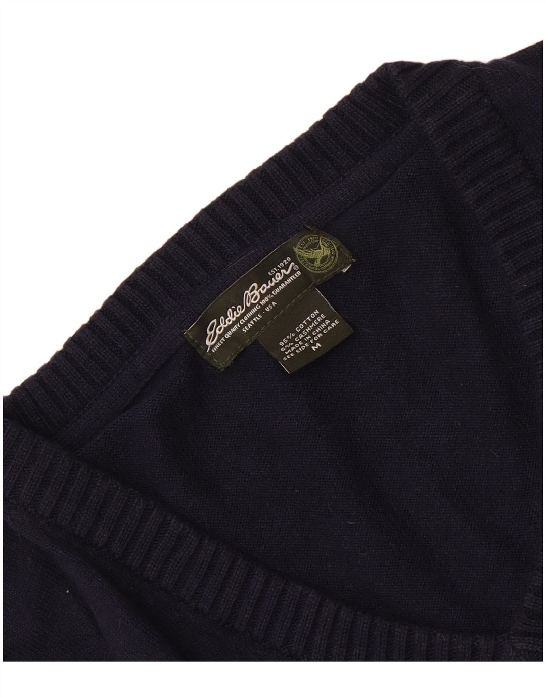 Pulover pentru bărbați cu decolteu în V Eddie Bauer, bumbac mediu albastru bleumarin