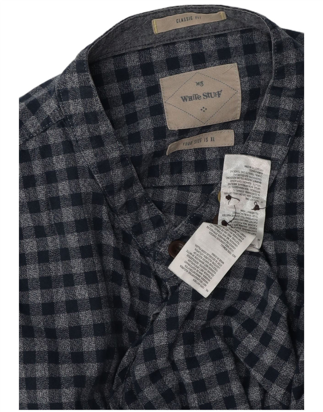 White Stuff Cămașă Classic Fit pentru bărbați XL Blue Gingham Bumbac