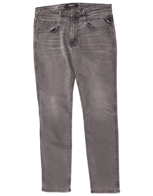 Replay blugi slim pentru femei W33 L32 bumbac gri
