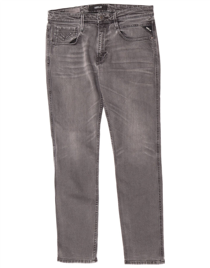 Replay blugi slim pentru femei W33 L32 bumbac gri