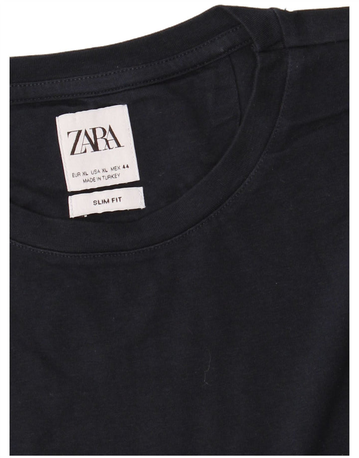 Tricou ZARA Bărbați Slim Fit Top XL Bleumarin