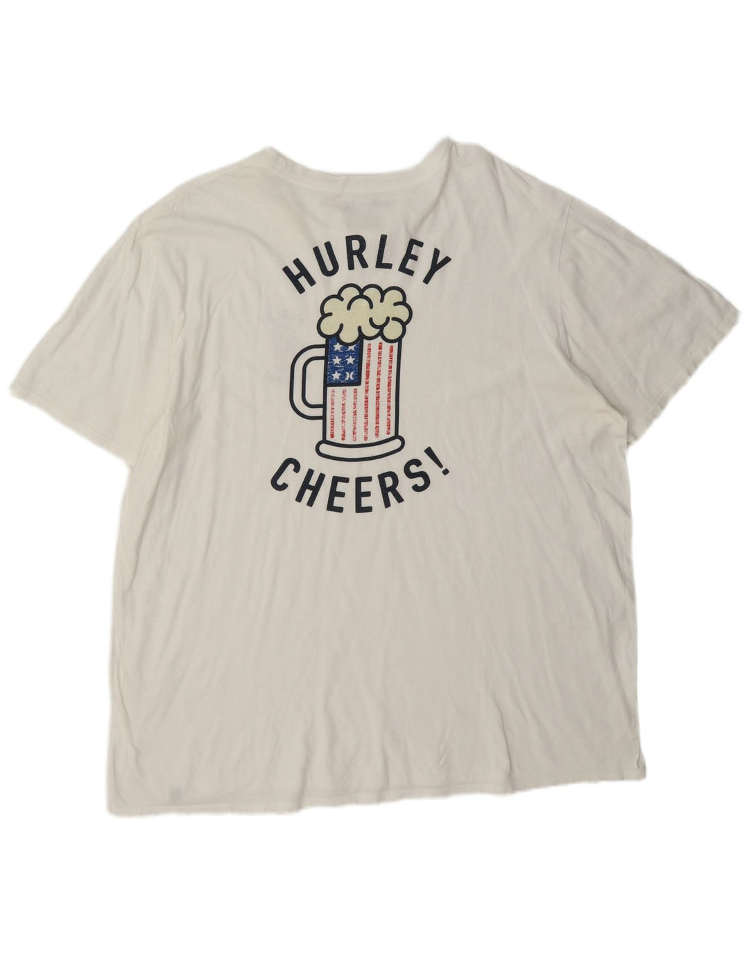 Hurley Mens Graphic T-Shirt Top 2XL White Cotton