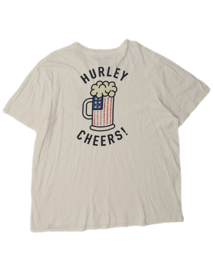 Hurley Mens Graphic T-Shirt Top 2XL White Cotton