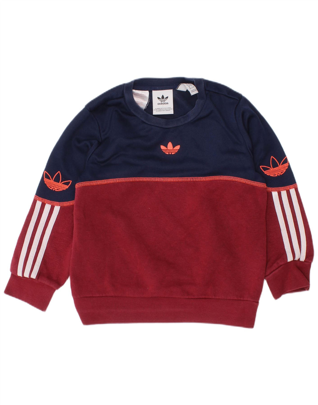 Hanorac cu grafic pentru băieți ADIDAS Pulover 3-4 ani, maro, bumbac color bloc
