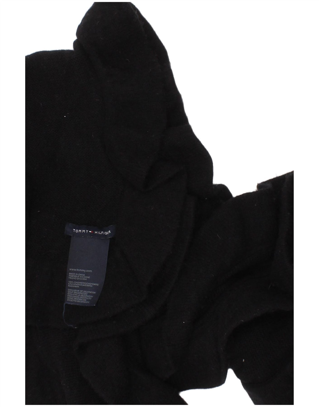 Eșarfă din tricot cu volane Tommy Hilfiger pentru femei, mărime unică, cașmir negru