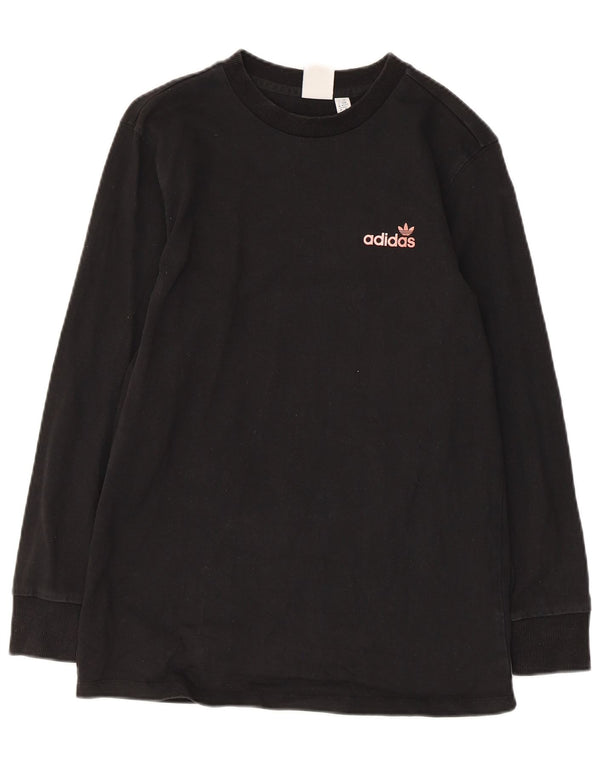 Adidas Womens Graphic Top Long Sleeve UK 6 XS Black Cotton