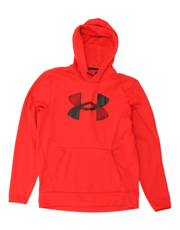 UNDER ARMOUR Mens Graphic Hoodie Jumper Medium Red Polyester Vintage Under Armour and Second-Hand Under Armour from Messina Hembry 