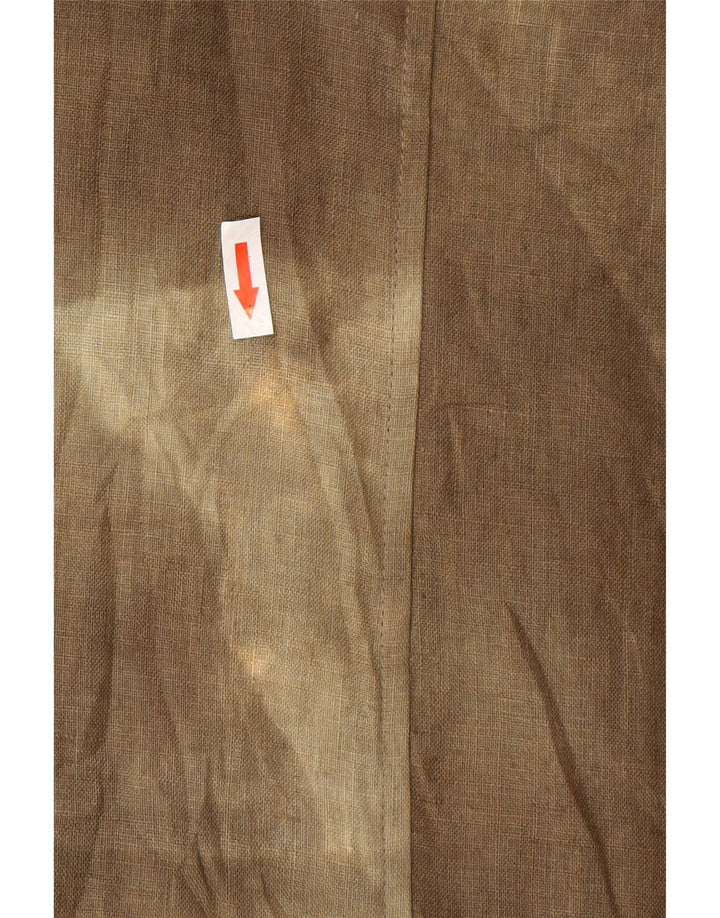 Bluză de cămașă cu mânecă scurtă pentru femei vintage UK 12 Medium Khaki Tie Dye Mătase