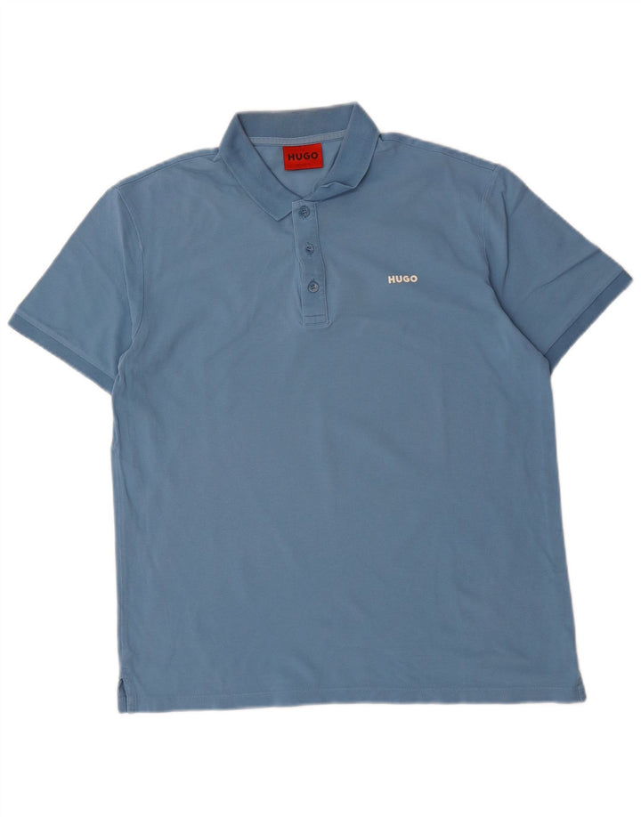 Tricou polo Hugo Boss pentru bărbați, bumbac albastru mediu