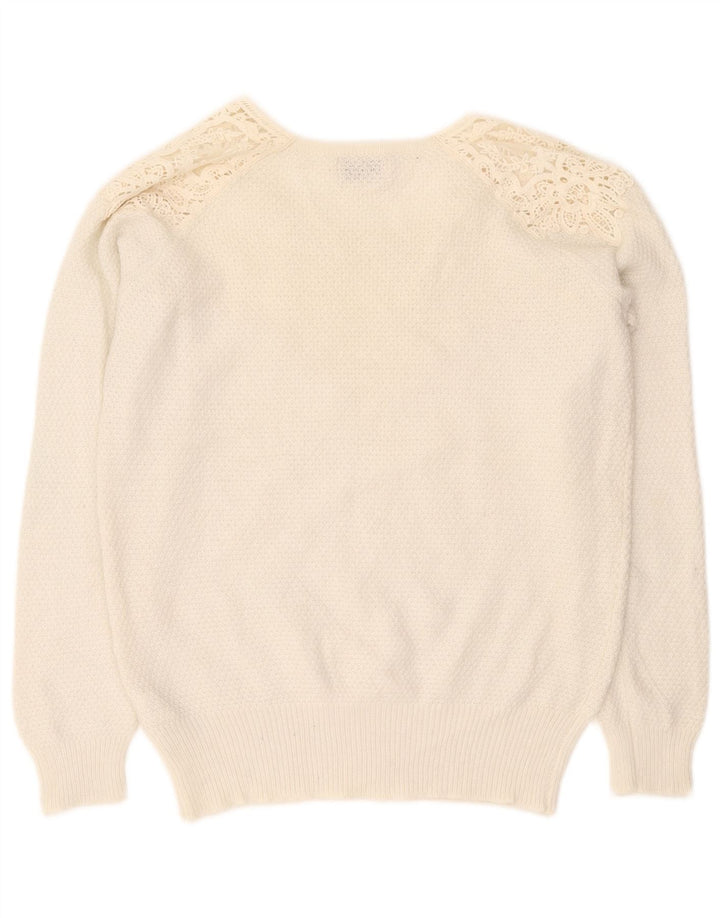 Pulover pentru femei Marks & Spencer Indigo cu gât de barcă UK 12 Medium White
