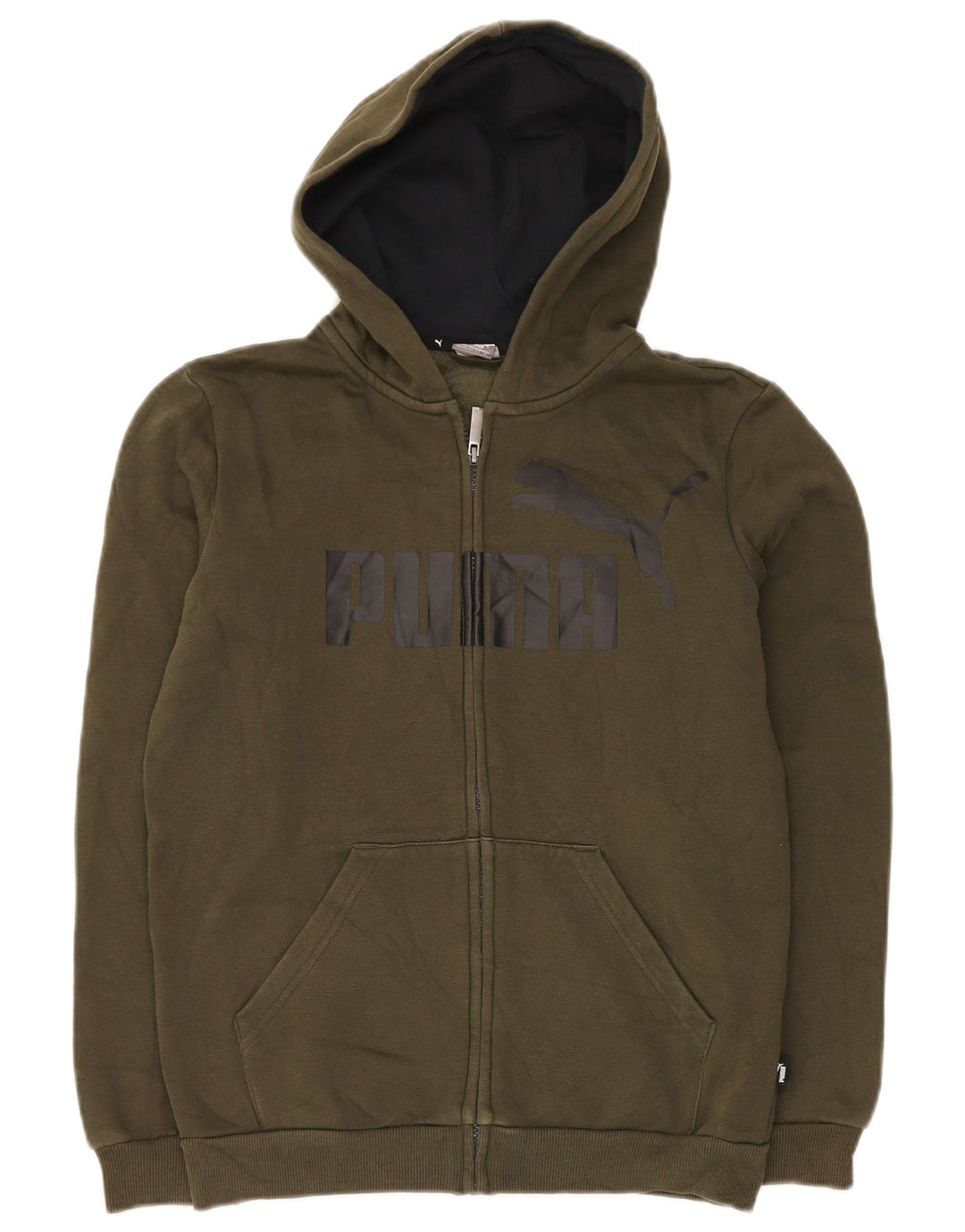 Pulover PUMA Graphic Zip Hoodie pentru băieți 13-14 ani, bumbac verde