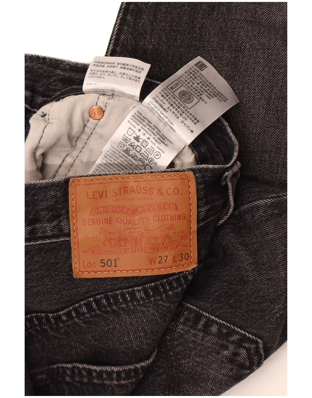 Blugi drepti pentru bărbați Levi's 501 W27 L30 bumbac gri
