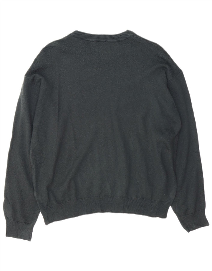 Pulover LACOSTE pentru bărbați cu gât de barcă, mărime 4, lână neagră medie