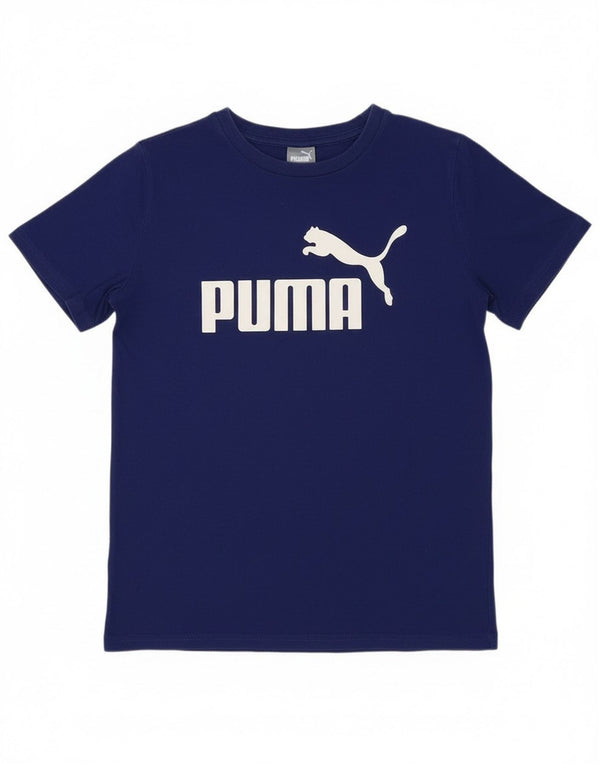 Tricou grafic Puma pentru băieți Top 10-11 ani, bumbac albastru mediu