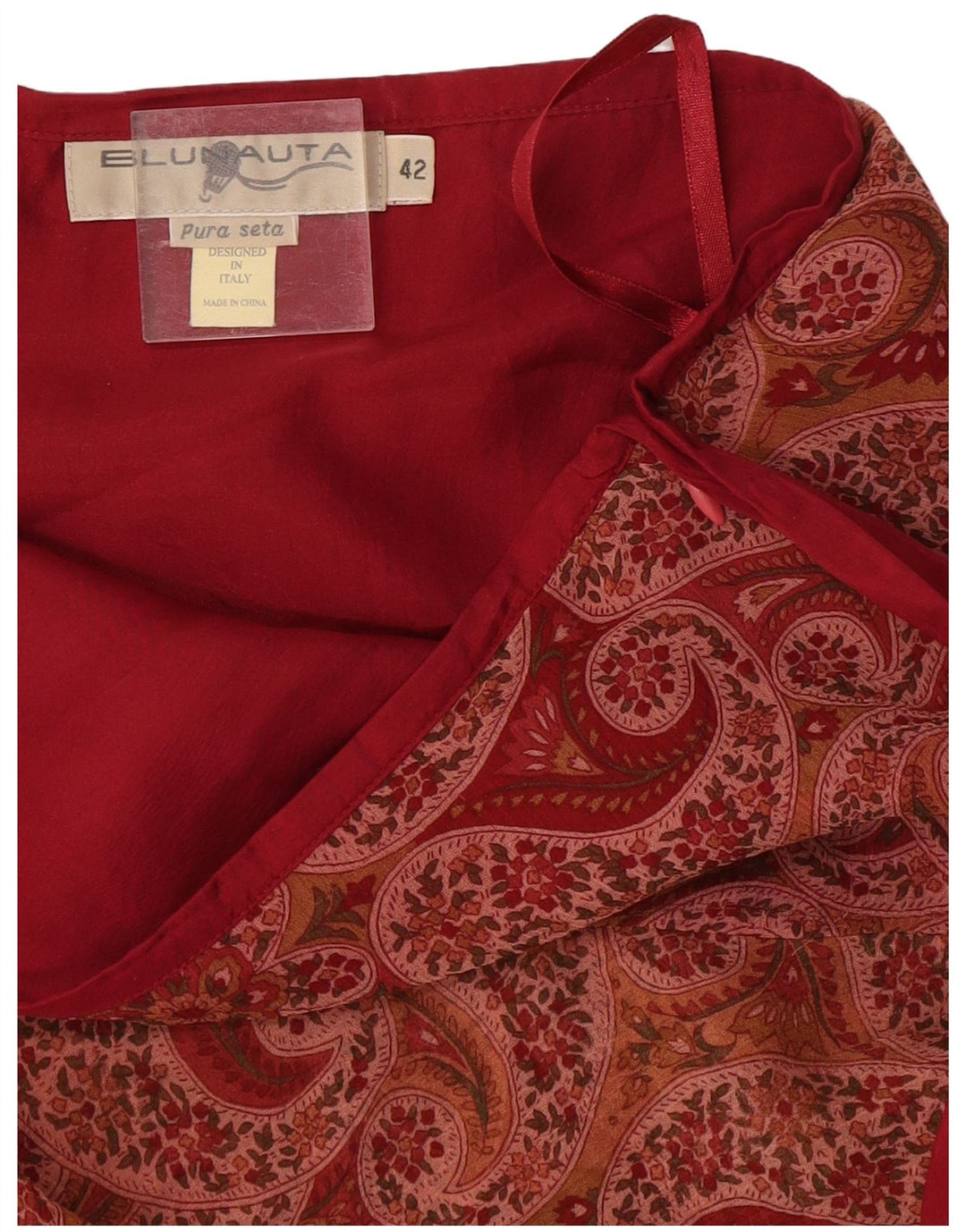 Fusta Mini Blunauta Femei IT 42 Medium W30 Burgundy Paisley Silk