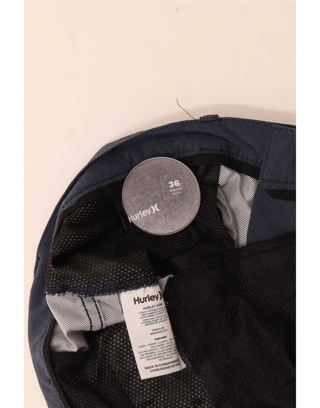 Pantaloni scurți chino Hurley pentru bărbați W36 nailon mare, albastru bleumarin