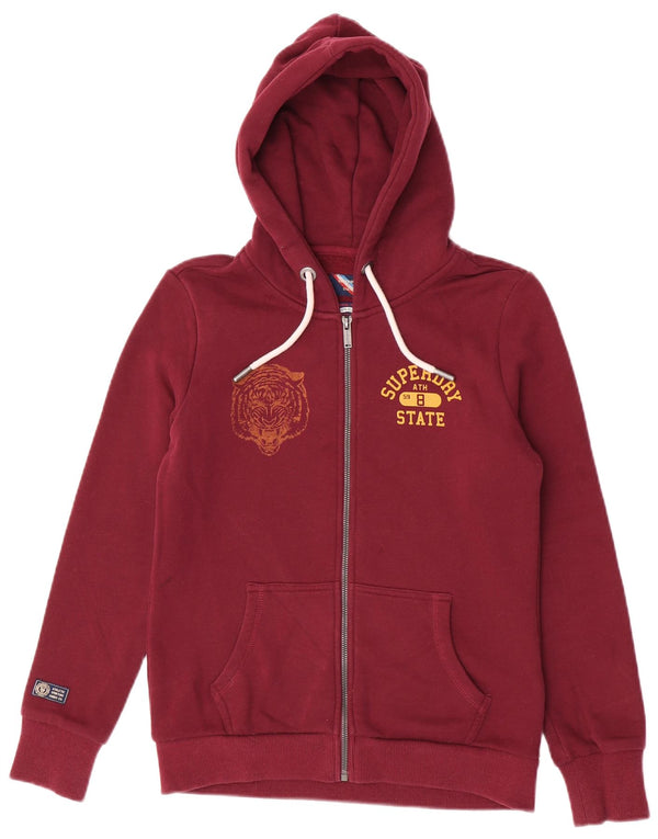 Pulover Superdry pentru damă, cu grafică, cu fermoar, bumbac, maro, UK 10