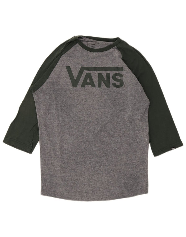 Vans, personalizat, cu grafic, cu mâneci 3/4, din bumbac color bloc, gri mic