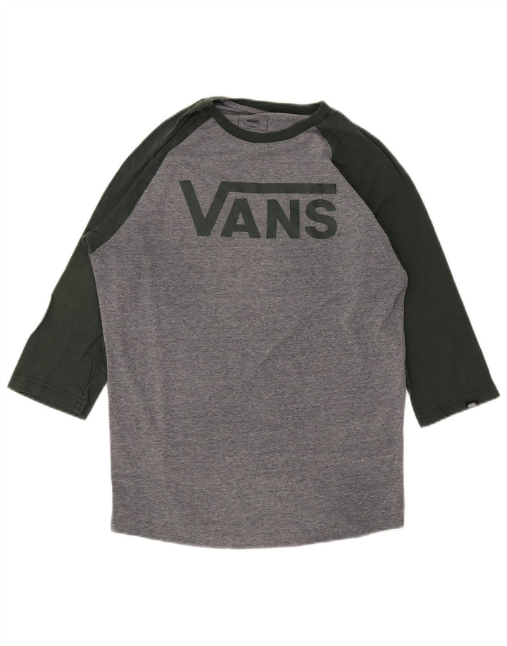 Vans, personalizat, cu grafic, cu mâneci 3/4, din bumbac color bloc, gri mic