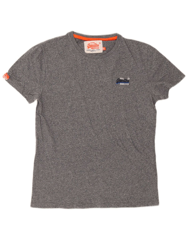 Superdry Mens T-Shirt Top Small Grey Flecked Cotton