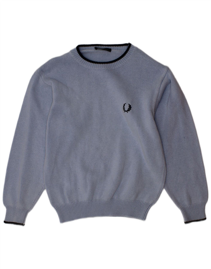 Fred Perry Pulover cu gât crew pentru băieți, 5-6 ani, bumbac albastru