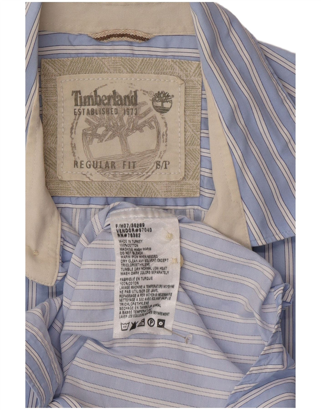 Cămașă Timberland Regular Fit pentru bărbați, bumbac cu dungi albastre mici