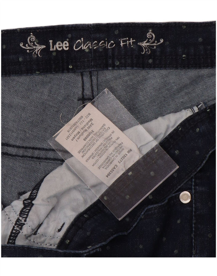 Blugi Capri LEE pentru femei, cu ajustare clasică, US 24 4XL W48 L20, bumbac cu pete albastre