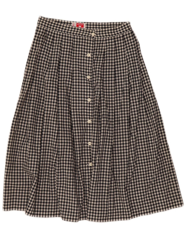 Fustă vintage pentru femei cu talie înaltă A-Line US 6 Medium W28 Black Gingham