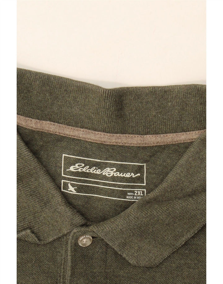 EDDIE BAUER Mens Polo Shirt 2XL Khaki Cotton Vintage Eddie Bauer and Second-Hand Eddie Bauer from Messina Hembry 