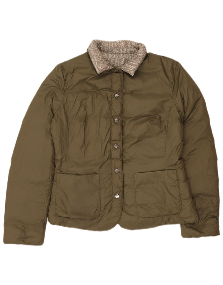 Jachetă căptușită reversabilă Benetton pentru femei UK 16 Poliamidă verde mare