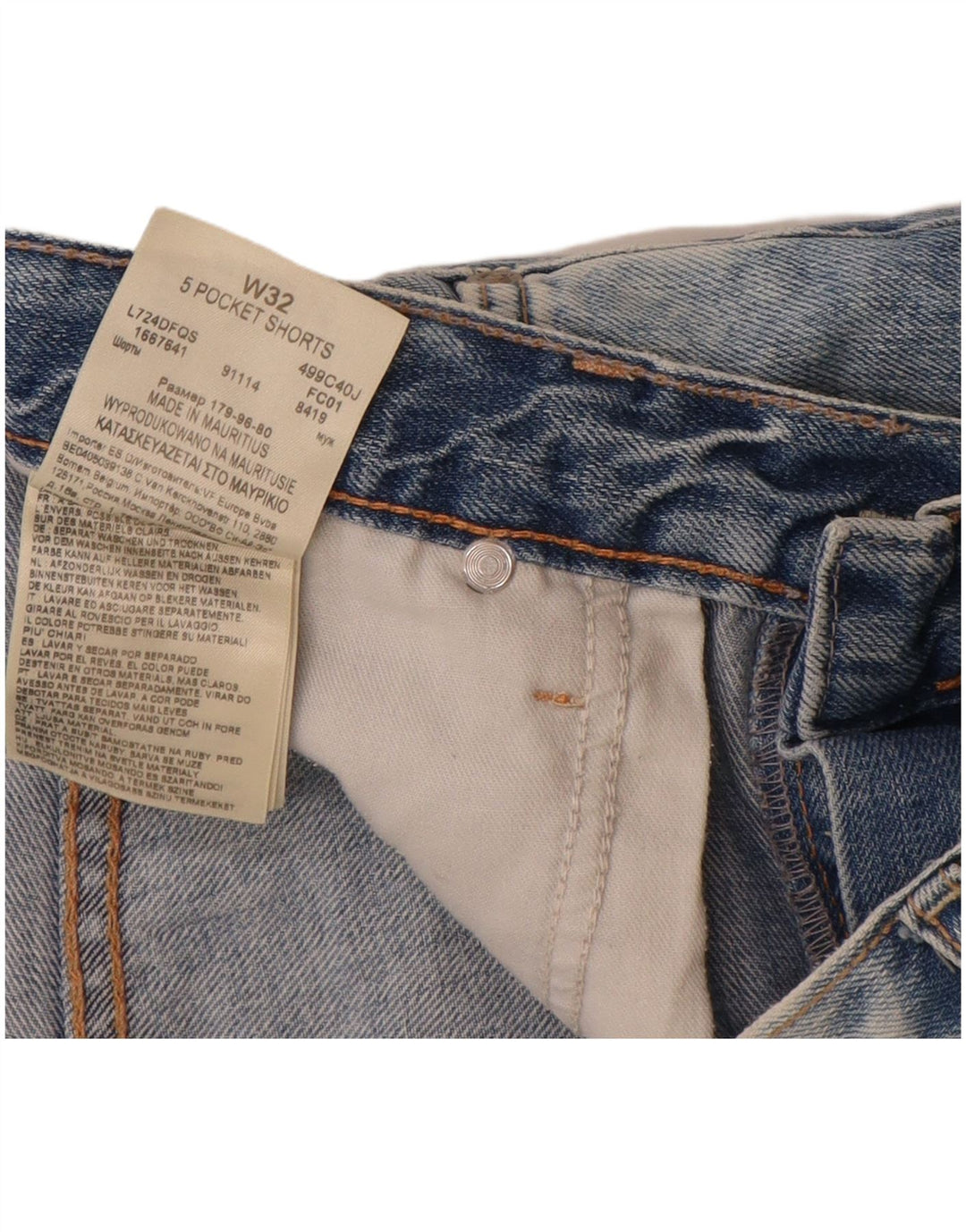 Pantaloni scurți din blugi pentru bărbați Lee W32, bumbac albastru mediu